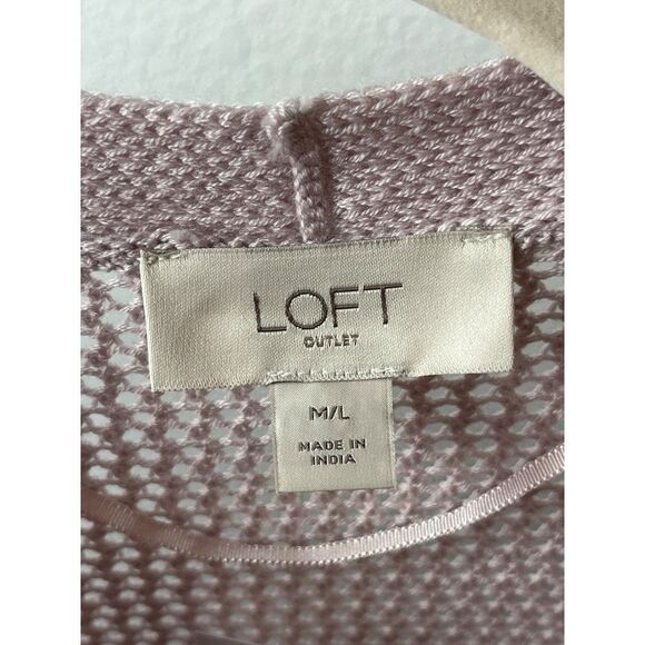 LOFT Outlet Open Knit Wool Blend Oversized Ruana Cardigan Size M/L Pink NWT - Picture 5 of 7